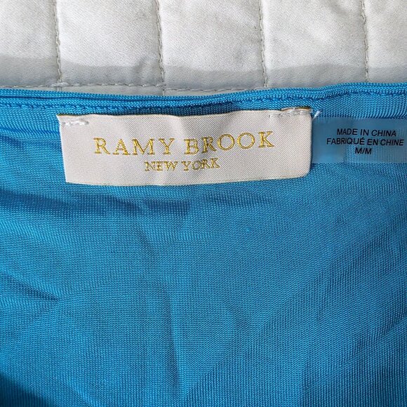Ramy Brook Blue Draped Long Sleeve Dress M Viscose/Spandex Blend - Picture 5 of 10